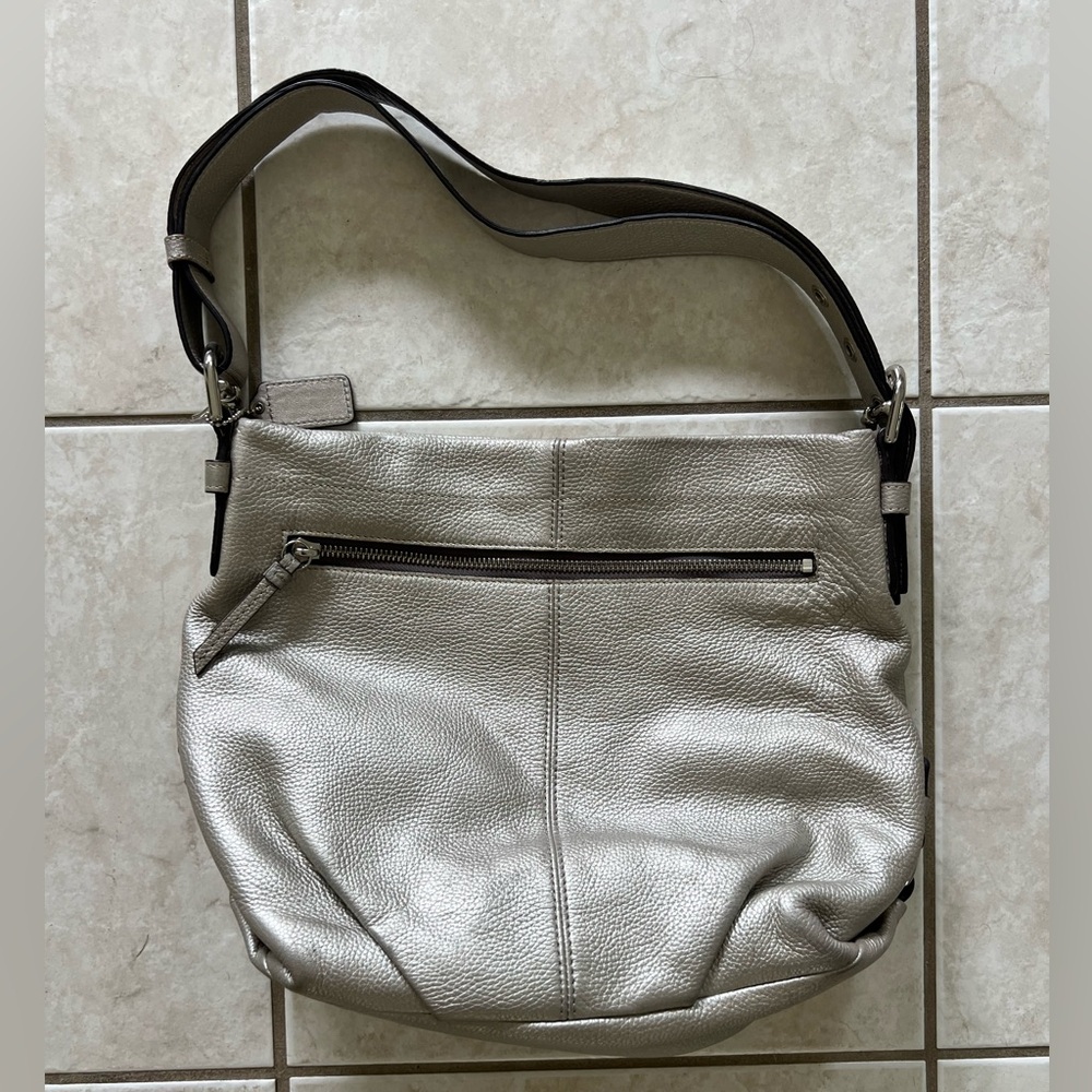 Silver Leather Coach Bag